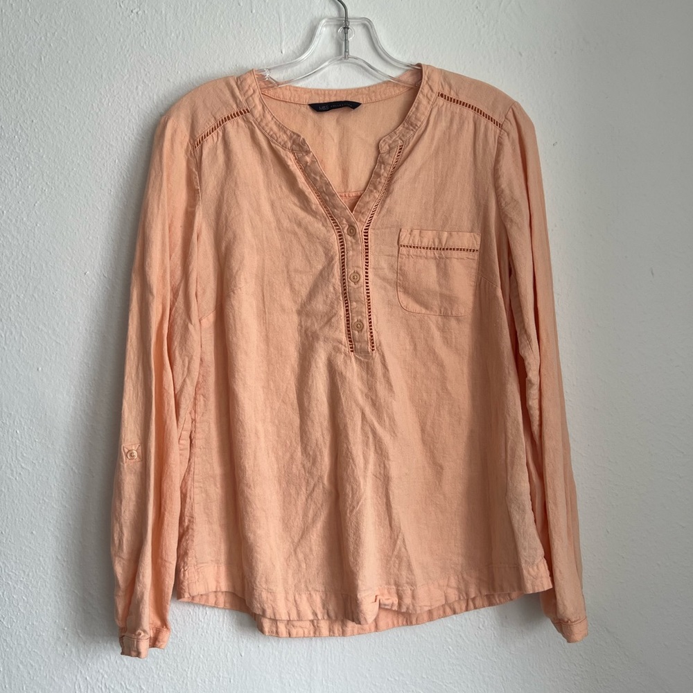 M&S Linen Top in Pale Orange
